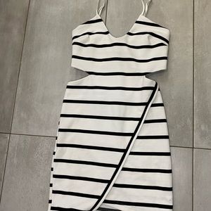 black and white striped dress